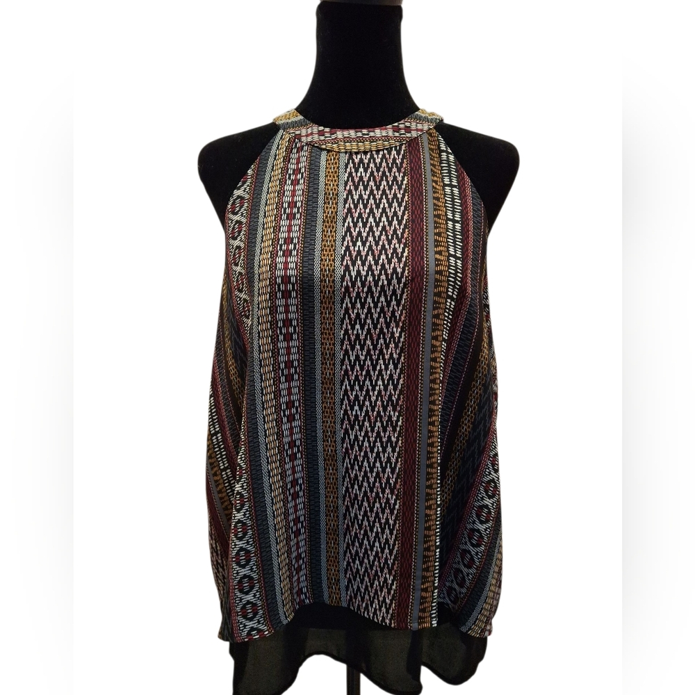 "Monteau" NWOT SZ.XL Black and Tan Graphic Boxy Tank Top Perfect condition....
